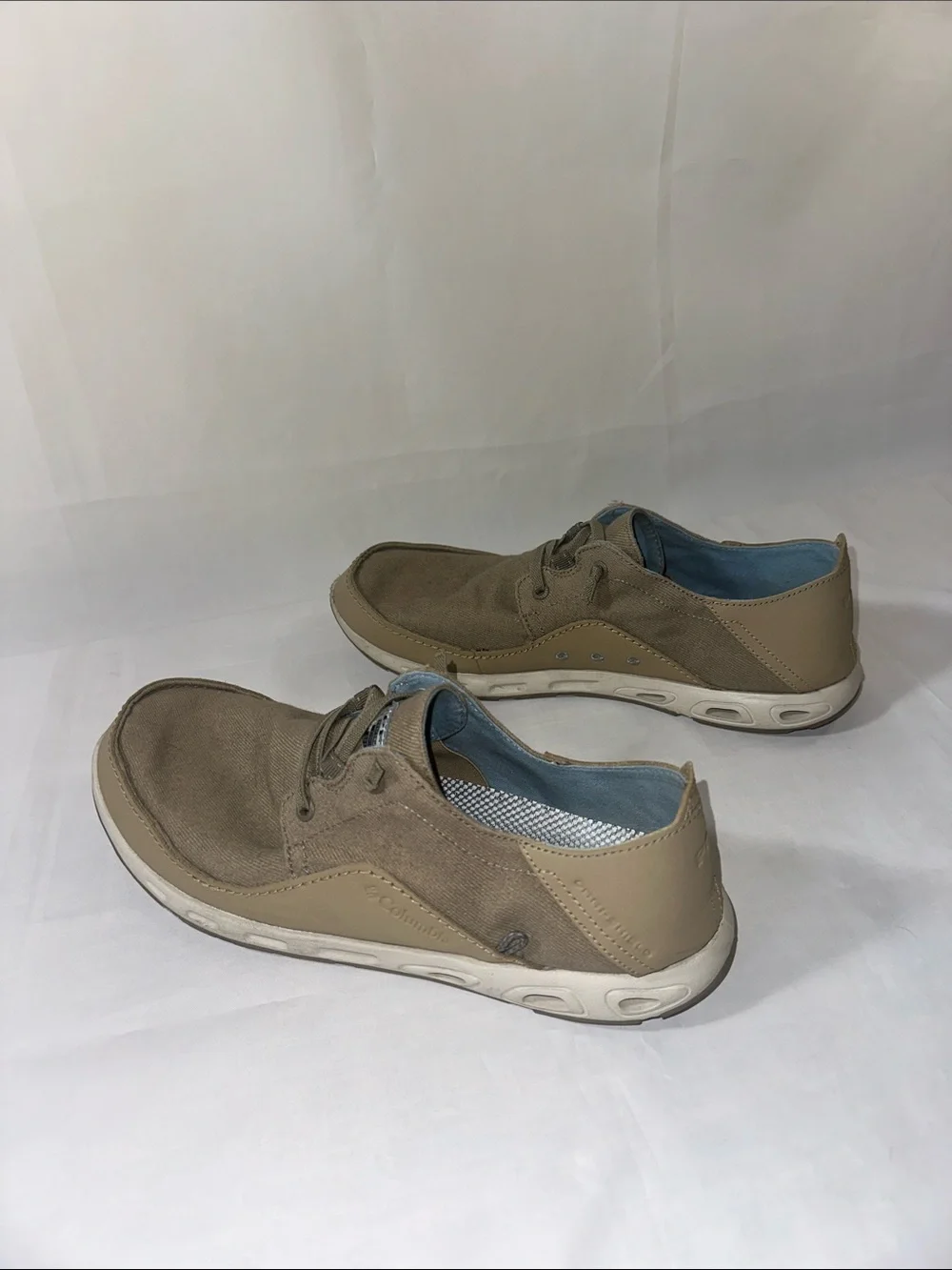 Columbia PFG Bahama Vent Boat Shoes Men’s 11.5 Tan Canvas Casual Comfort
